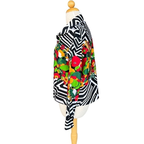 Vintage Lanvin I. Magnin Geometric Floral Button Front Blouse Mod Flowers Medium - Picture 2 of 16